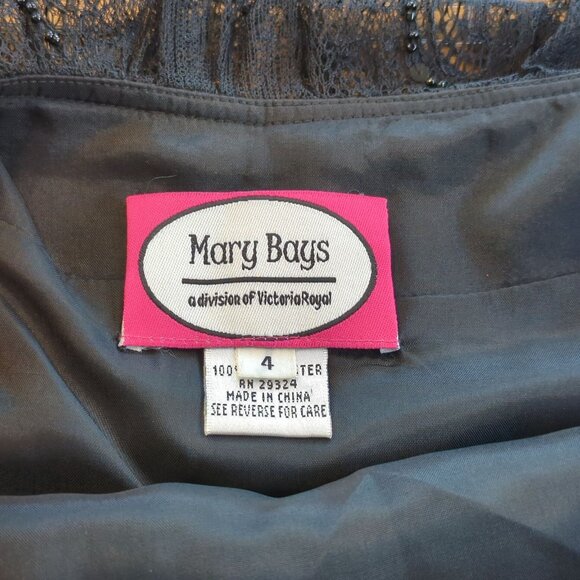 Mary Bays Black Beaded Lace black Skirt Sz 4 Tiered Fringe Hem Party Evening - Picture 4 of 10